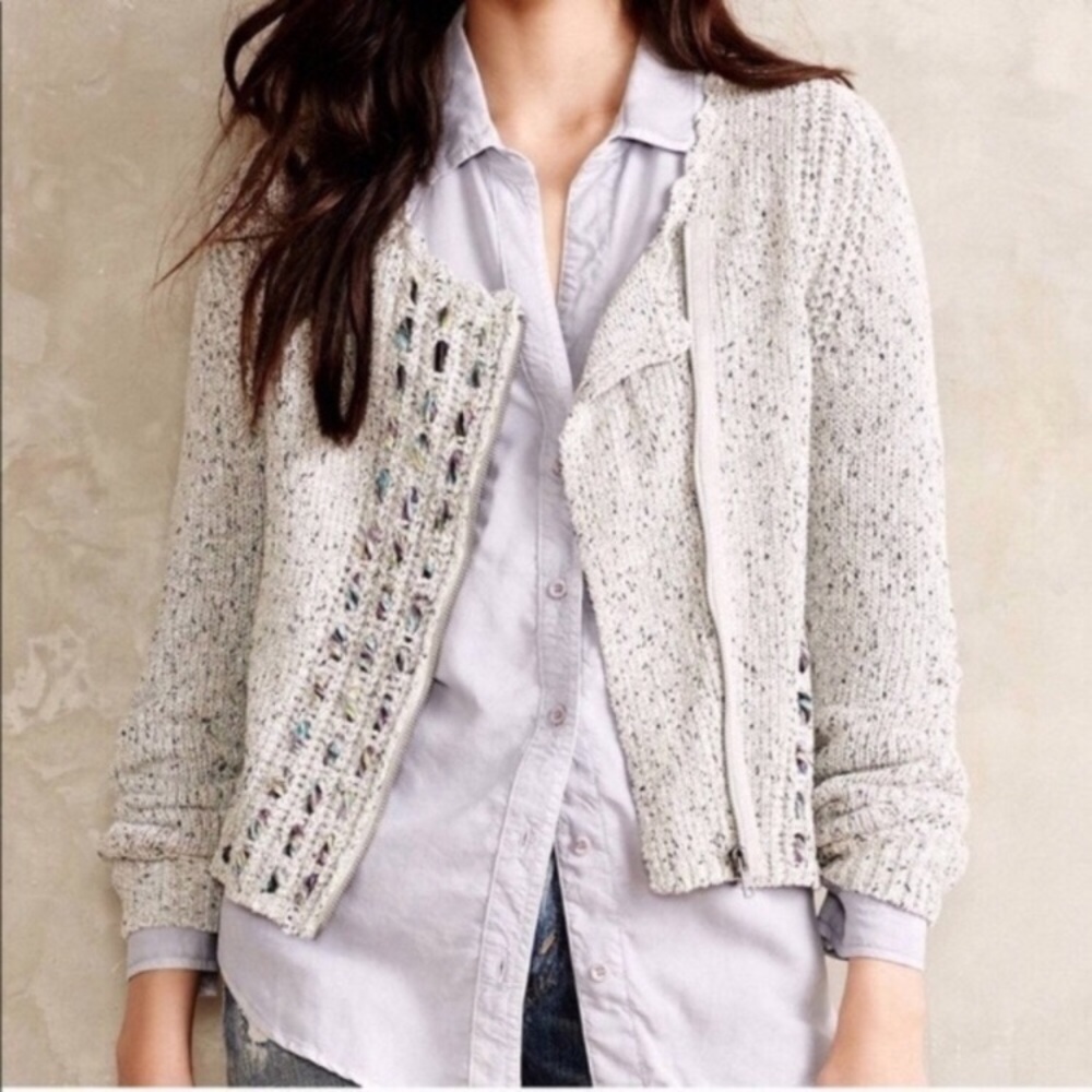 Anthropologie Knitted & Knotted Ribbon Ripples Sweater